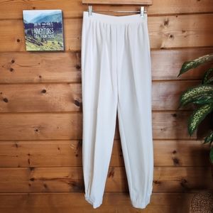 Chequers 💜 ILGWU Vintage Ivory Dress Pants Pleated Cuffed Trousers 9 / 10 X 29"